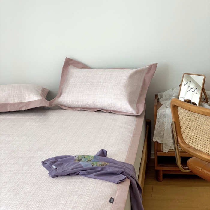 91家纺网 家纺一手货源 找家纺 时年 2021新款水洗提花冰丝凉席养生席 席纹-粉