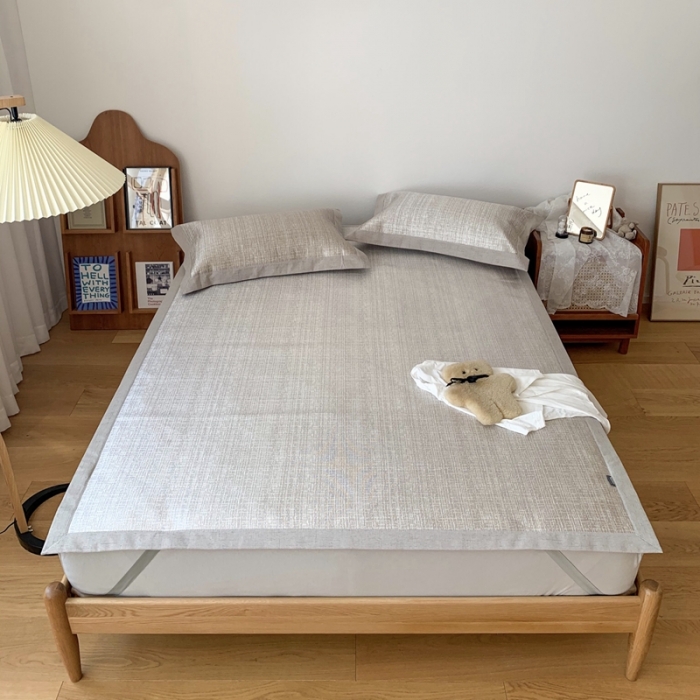 91家纺网 家纺一手货源 找家纺 时年 2021新款水洗提花冰丝凉席养生席 席纹-灰