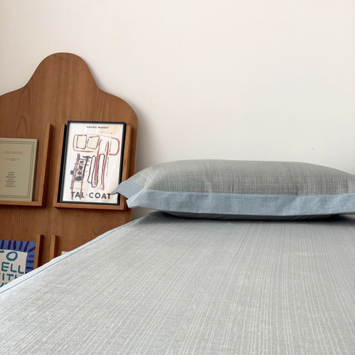 91家纺网 家纺一手货源 找家纺 时年 2021新款水洗提花冰丝凉席养生席 席纹-蓝灰