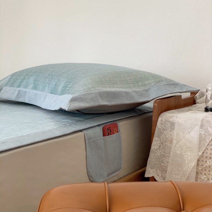 91家纺网 家纺一手货源 找家纺 时年 2021新款水洗提花冰丝凉席养生席 席纹-绿