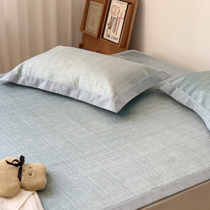 91家纺网 家纺一手货源 找家纺 时年 2021新款水洗提花冰丝凉席养生席 席纹-绿