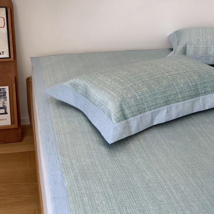 91家纺网 家纺一手货源 找家纺 时年 2021新款水洗提花冰丝凉席养生席 席纹-绿