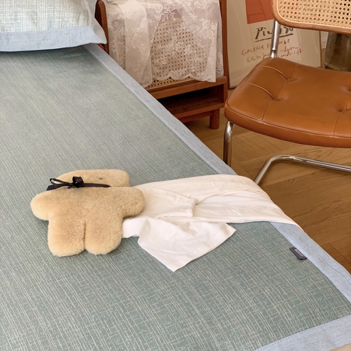 91家纺网 家纺一手货源 找家纺 时年 2021新款水洗提花冰丝凉席养生席 席纹-绿