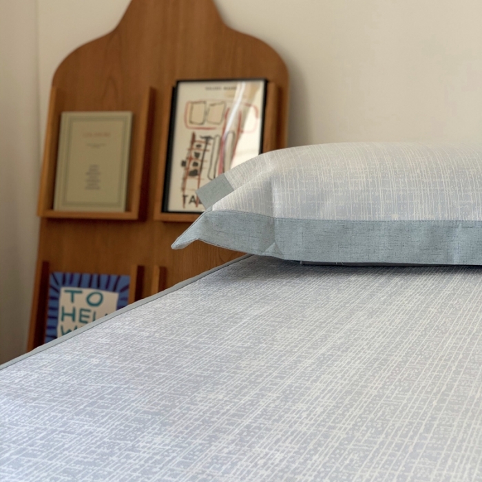 91家纺网 家纺一手货源 找家纺 时年 2021新款水洗提花冰丝凉席养生席 席纹-天蓝