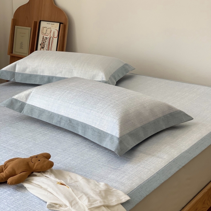 91家纺网 家纺一手货源 找家纺 时年 2021新款水洗提花冰丝凉席养生席 席纹-天蓝