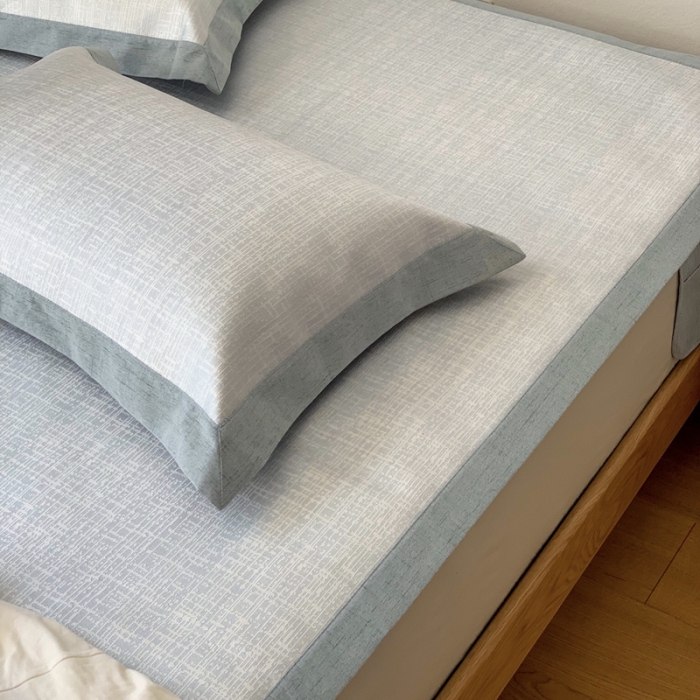 91家纺网 家纺一手货源 找家纺 时年 2021新款水洗提花冰丝凉席养生席 席纹-天蓝