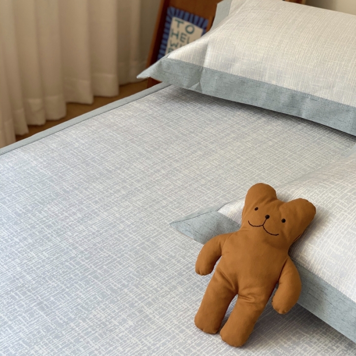 91家纺网 家纺一手货源 找家纺 时年 2021新款水洗提花冰丝凉席养生席 席纹-天蓝