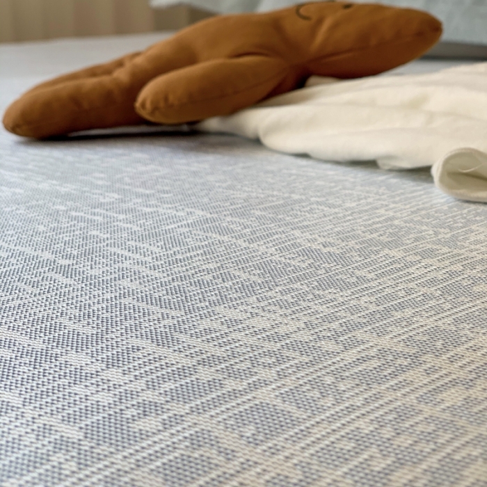 91家纺网 家纺一手货源 找家纺 时年 2021新款水洗提花冰丝凉席养生席 席纹-天蓝