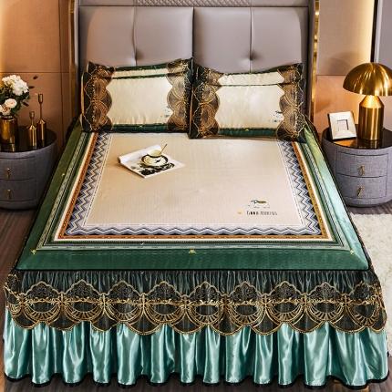 91家纺网 家纺一手货源 找家纺 好儿喜家纺 2021新款夏日风情系列床裙凉席三件套