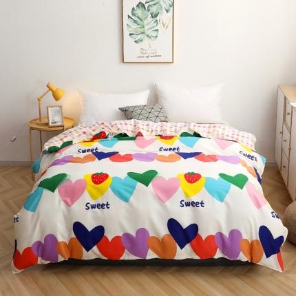 91家纺网 家纺一手货源 找家纺 晶缦家纺 2021新款秋冬款全棉12868单被套 爱心草莓