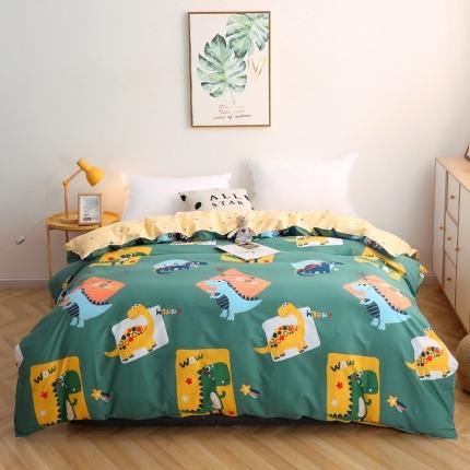 91家纺网 家纺一手货源 找家纺 晶缦家纺 2021新款秋冬款全棉12868单被套 恐龙家族