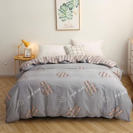 91家纺网 家纺一手货源 找家纺 晶缦家纺 2021新款秋冬款全棉12868单被套 小熊宝莉灰