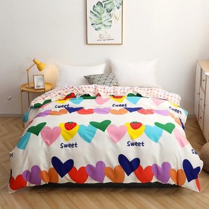 晶缦家纺 2021新款秋冬款全棉12868单被套 爱心草莓