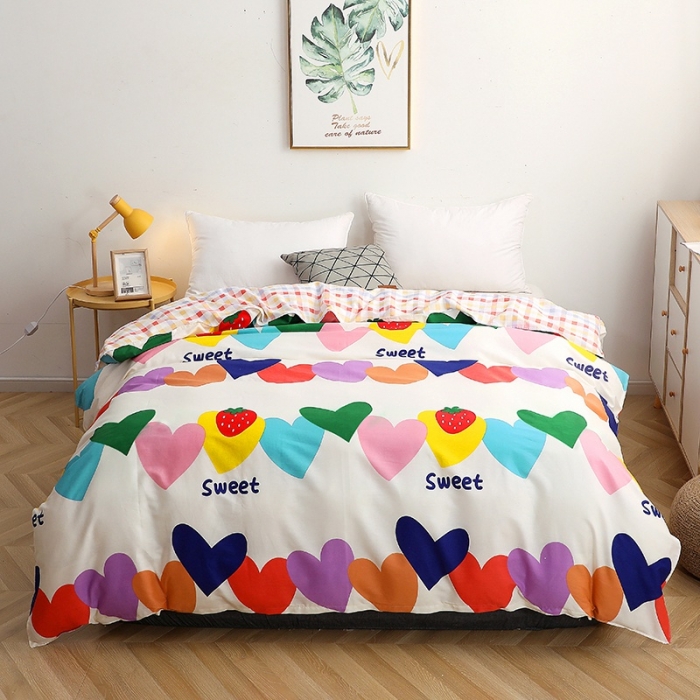 91家纺网 家纺一手货源 找家纺 晶缦家纺 2021新款秋冬款全棉12868单被套 爱心草莓