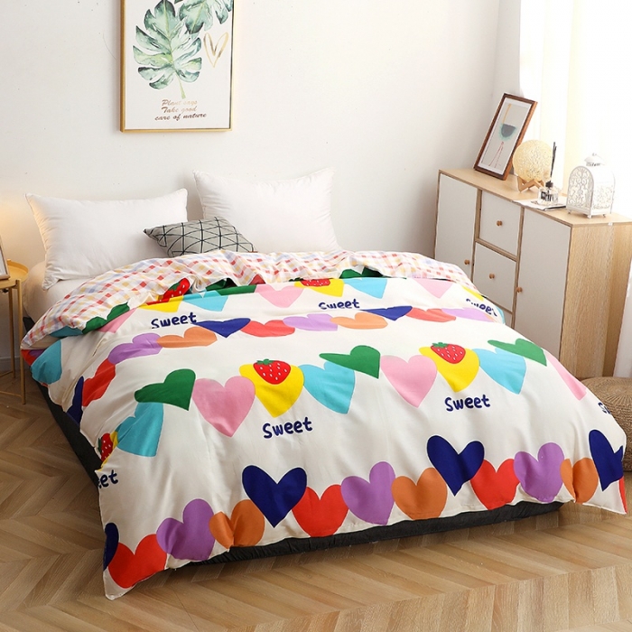 91家纺网 家纺一手货源 找家纺 晶缦家纺 2021新款秋冬款全棉12868单被套 爱心草莓