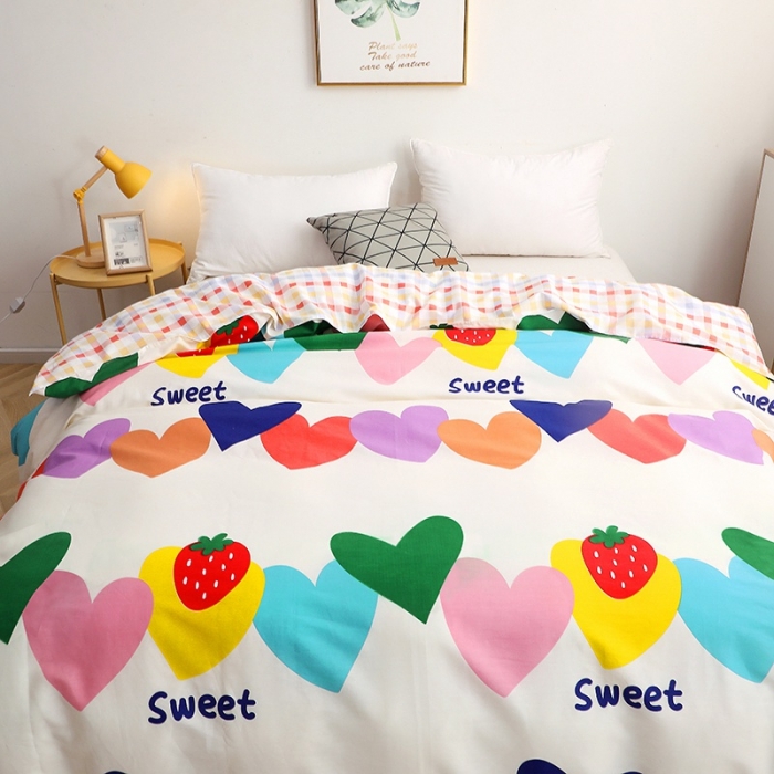 91家纺网 家纺一手货源 找家纺 晶缦家纺 2021新款秋冬款全棉12868单被套 爱心草莓