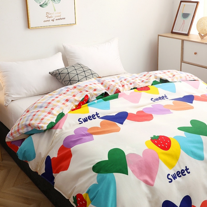 91家纺网 家纺一手货源 找家纺 晶缦家纺 2021新款秋冬款全棉12868单被套 爱心草莓