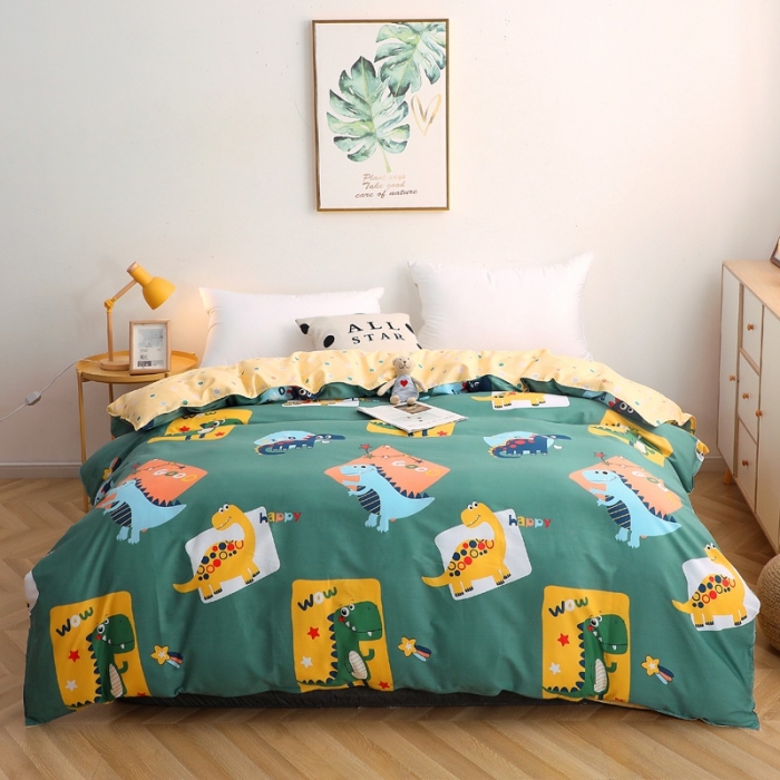 91家纺网 家纺一手货源 找家纺 晶缦家纺 2021新款秋冬款全棉12868单被套 恐龙家族