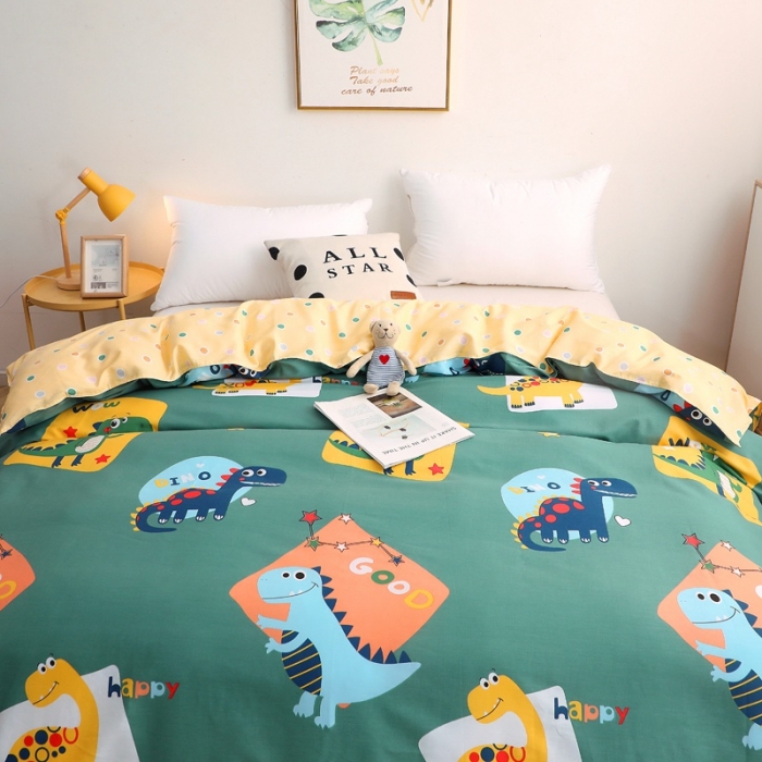 91家纺网 家纺一手货源 找家纺 晶缦家纺 2021新款秋冬款全棉12868单被套 恐龙家族