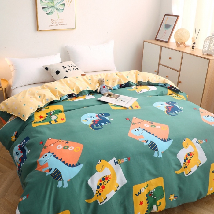 91家纺网 家纺一手货源 找家纺 晶缦家纺 2021新款秋冬款全棉12868单被套 恐龙家族