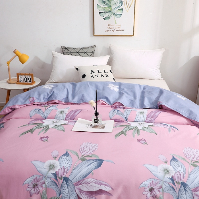 91家纺网 家纺一手货源 找家纺 晶缦家纺 2021新款秋冬款全棉12868单被套 沐雅清风粉