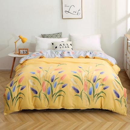 晶缦家纺 2021新款秋冬款全棉12868单被套 香氛密语黄