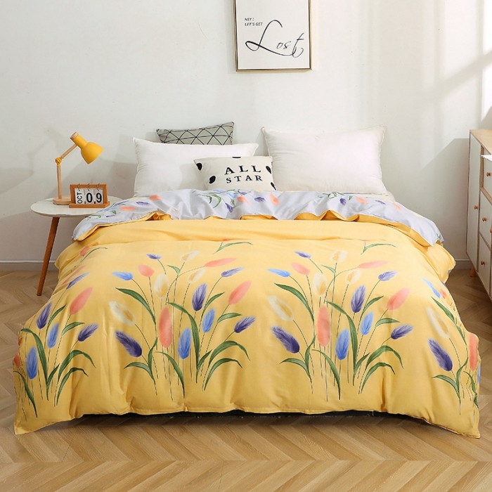 91家纺网 家纺一手货源 找家纺 晶缦家纺 2021新款秋冬款全棉12868单被套 香氛密语黄