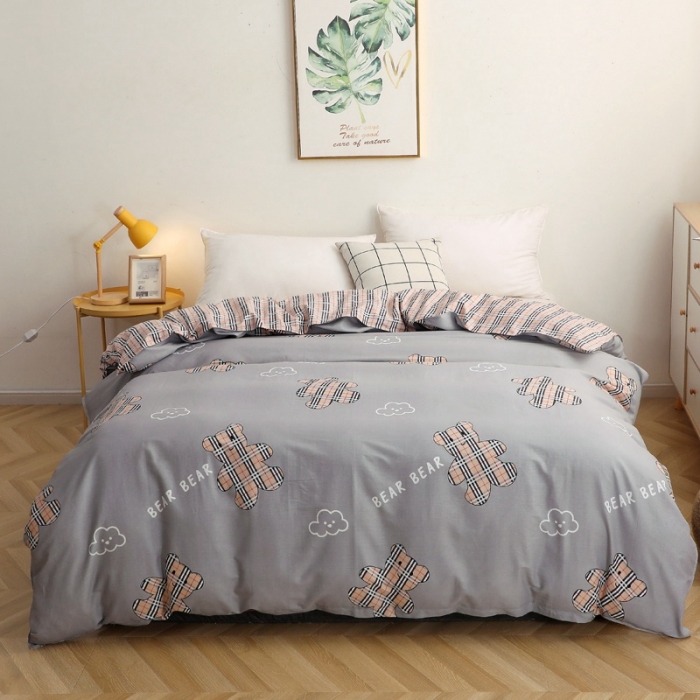 91家纺网 家纺一手货源 找家纺 晶缦家纺 2021新款秋冬款全棉12868单被套 小熊宝莉灰