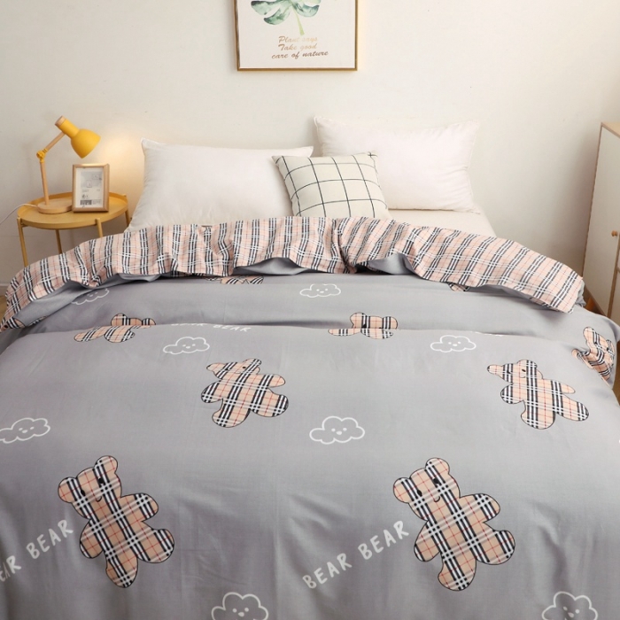 91家纺网 家纺一手货源 找家纺 晶缦家纺 2021新款秋冬款全棉12868单被套 小熊宝莉灰