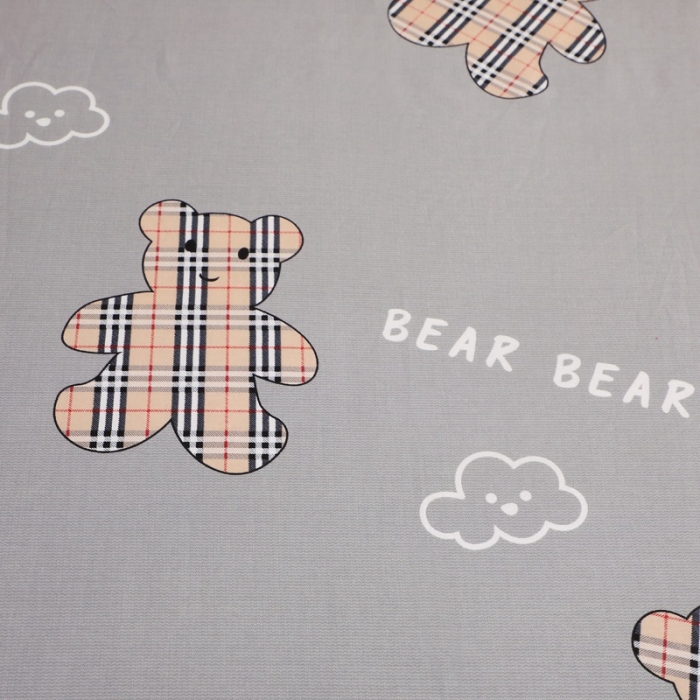 91家纺网 家纺一手货源 找家纺 晶缦家纺 2021新款秋冬款全棉12868单被套 小熊宝莉灰