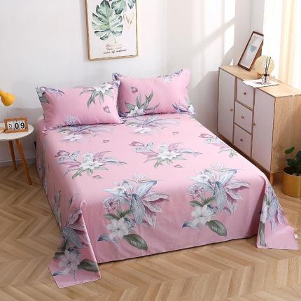 晶缦家纺2021新款秋冬全棉12868多规格单床单沐雅清风粉