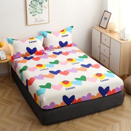 晶缦家纺 2021新款秋冬款全棉12868多规格单床笠 爱心草莓