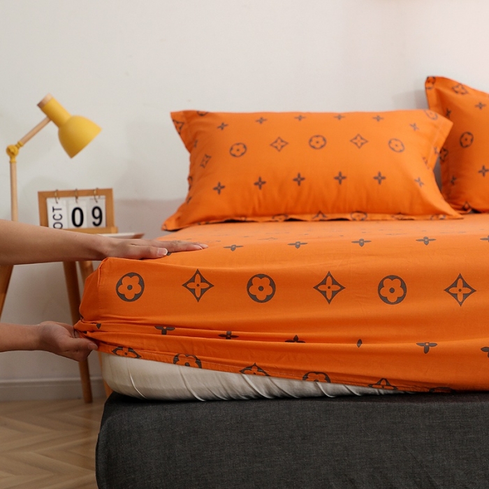 91家纺网 家纺一手货源 找家纺 晶缦家纺 2021新款秋冬款全棉12868多规格单床笠 潮流桔