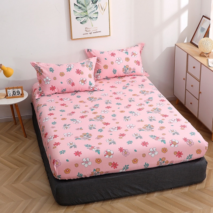 91家纺网 家纺一手货源 找家纺 晶缦家纺 2021新款秋冬款全棉12868多规格单床笠 梦里花粉