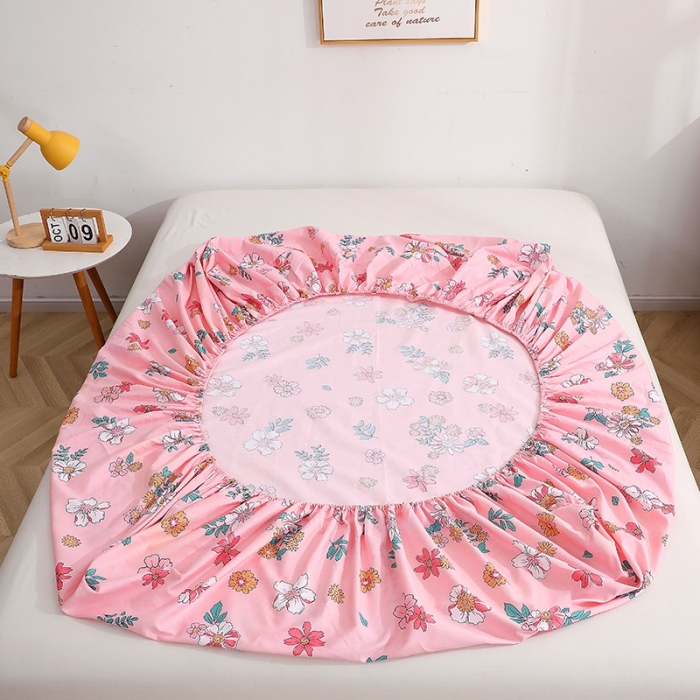 91家纺网 家纺一手货源 找家纺 晶缦家纺 2021新款秋冬款全棉12868多规格单床笠 梦里花粉