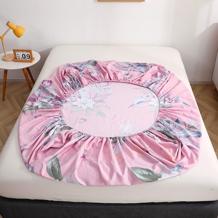 91家纺网 家纺一手货源 找家纺 晶缦家纺 2021新款秋冬款全棉12868多规格单床笠 沐雅清风粉