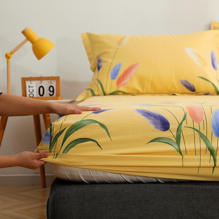 91家纺网 家纺一手货源 找家纺 晶缦家纺 2021新款秋冬款全棉12868多规格单床笠 香氛密语黄