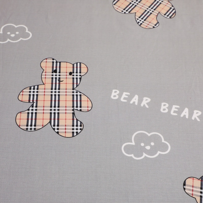 91家纺网 家纺一手货源 找家纺 晶缦家纺 2021新款秋冬款全棉12868多规格单床笠 小熊宝莉灰