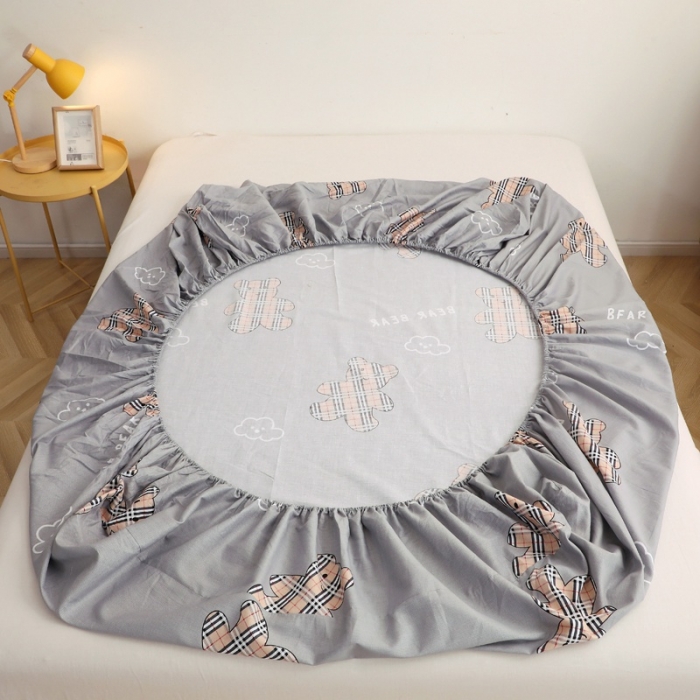 91家纺网 家纺一手货源 找家纺 晶缦家纺 2021新款秋冬款全棉12868多规格单床笠 小熊宝莉灰