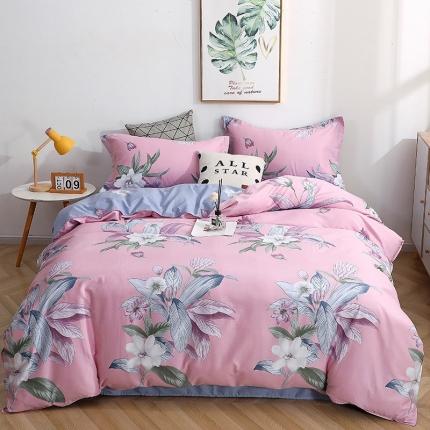 91家纺网 家纺一手货源 找家纺 晶缦家纺 2021秋冬全棉12868多规格四件套 沐雅清风粉