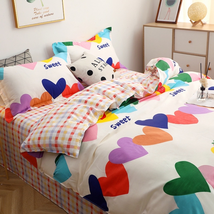 91家纺网 家纺一手货源 找家纺 晶缦家纺2021新款秋冬款全棉12868多规格四件套爱心草莓