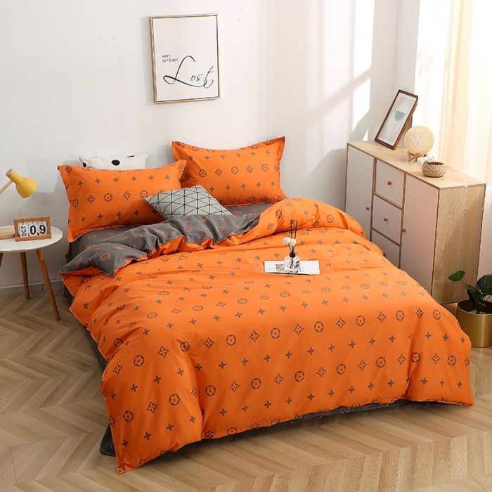 91家纺网 家纺一手货源 找家纺 晶缦家纺 2021新款秋冬款全棉12868多规格四件套潮流桔