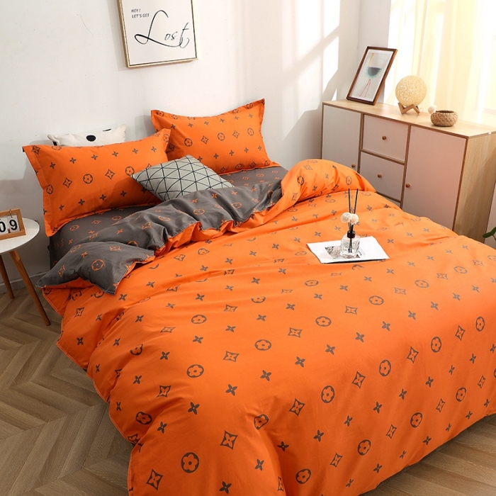 91家纺网 家纺一手货源 找家纺 晶缦家纺 2021新款秋冬款全棉12868多规格四件套潮流桔