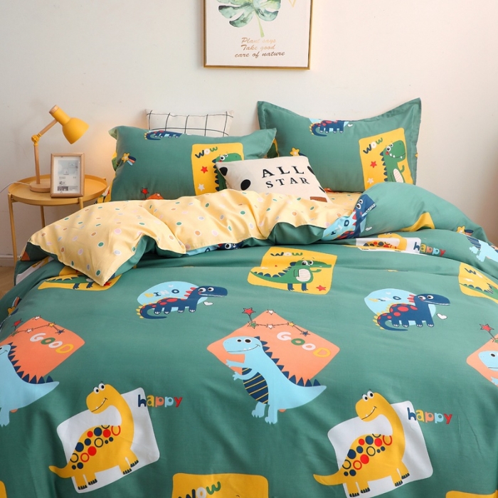 91家纺网 家纺一手货源 找家纺 晶缦家纺 2021秋冬款全棉12868多规格四件套 恐龙家族