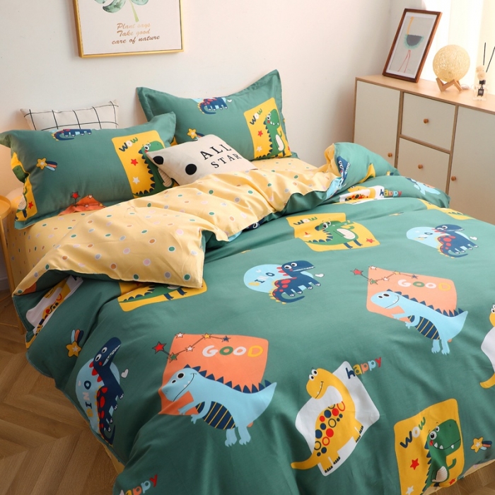 91家纺网 家纺一手货源 找家纺 晶缦家纺 2021秋冬款全棉12868多规格四件套 恐龙家族