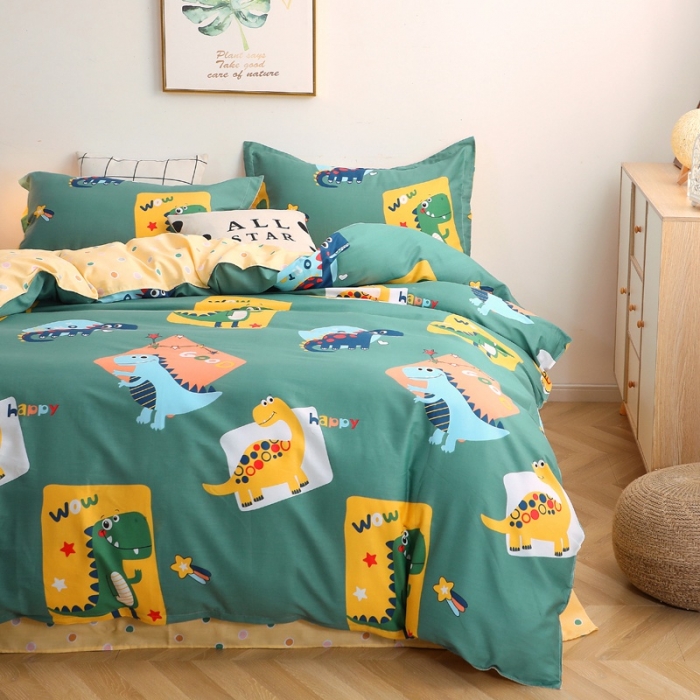 91家纺网 家纺一手货源 找家纺 晶缦家纺 2021秋冬款全棉12868多规格四件套 恐龙家族