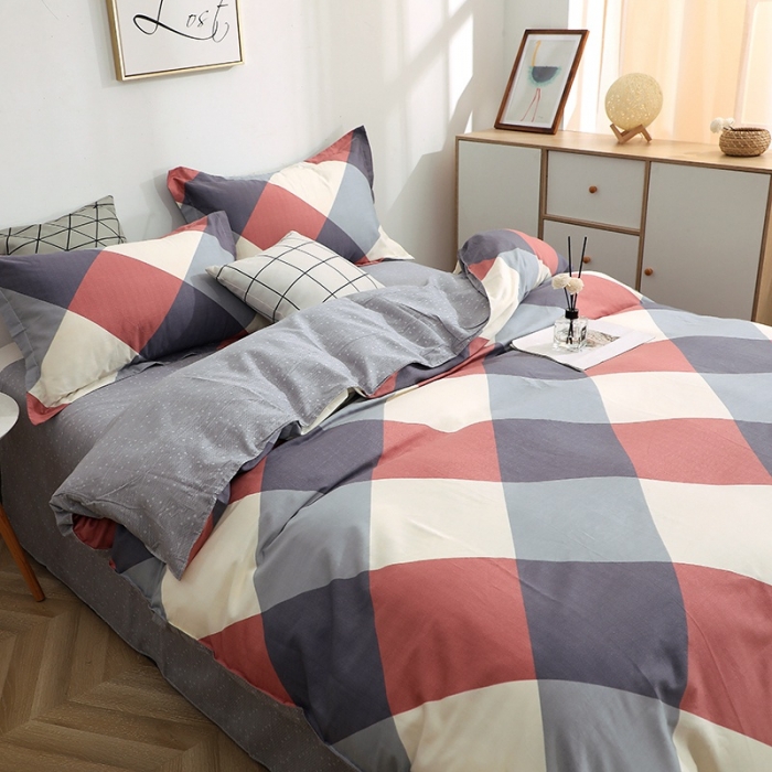 91家纺网 家纺一手货源 找家纺 晶缦家纺 2021秋冬全棉12868多规格四件套 梦想时光红