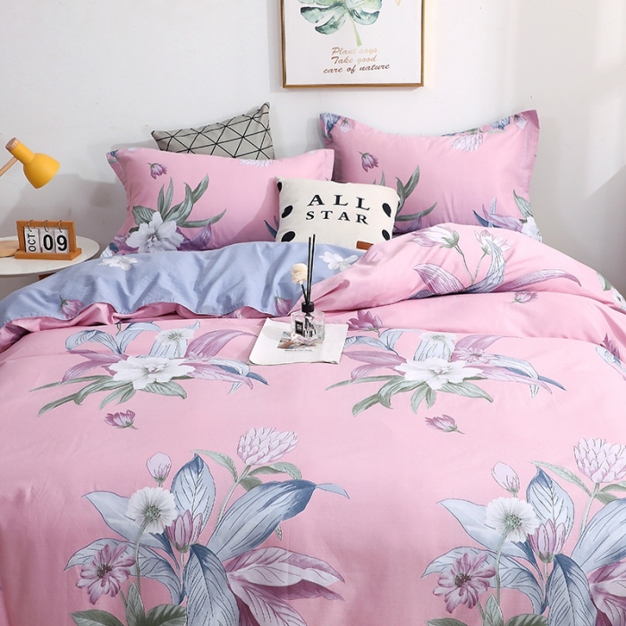 91家纺网 家纺一手货源 找家纺 晶缦家纺 2021秋冬全棉12868多规格四件套 沐雅清风粉