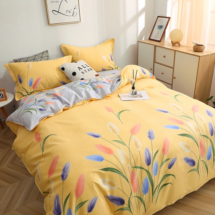 91家纺网 家纺一手货源 找家纺 晶缦家纺 2021秋冬全棉12868多规格四件套 香氛密语黄