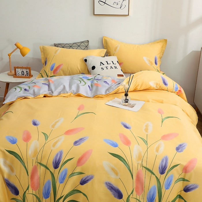 91家纺网 家纺一手货源 找家纺 晶缦家纺 2021秋冬全棉12868多规格四件套 香氛密语黄